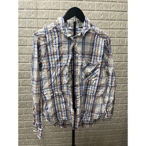 Time and Tru Plaid Button Down Shirt Long Sleeve Casual Top Kids Size L 12‎ 14